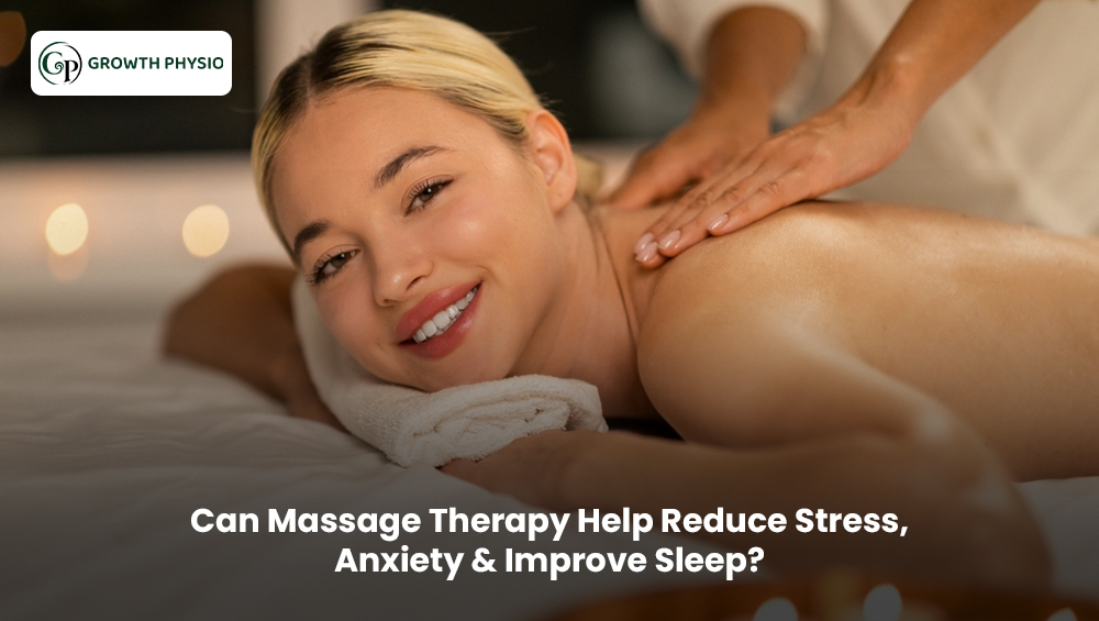 Professional massage therapist providing a relaxing massage to help reduce stress, ease anxiety, improve sleep quality, and promote overall wellness.