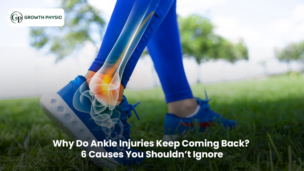 Person experiencing a recurring ankle injury while walking