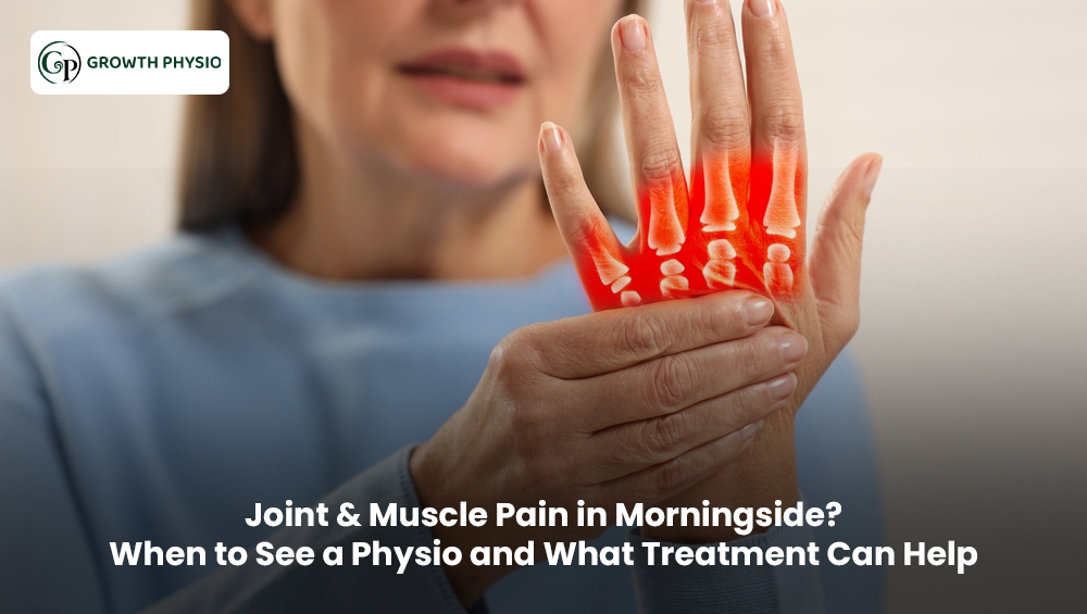 Physiotherapist assessing joint and muscle pain in a Morningside patient